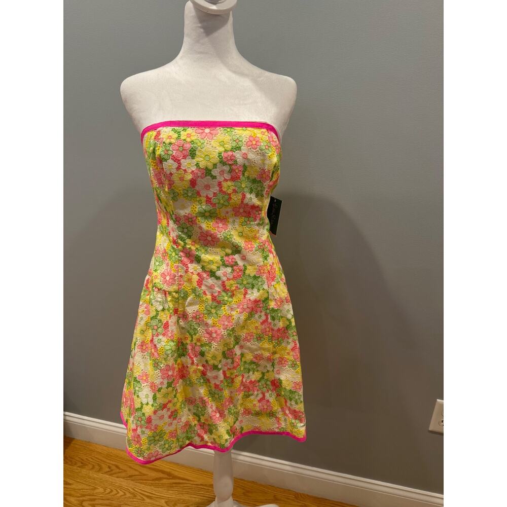 Lilly Pulitzer Jordan Lace Strapless Dress Floral Sunbonnet Lace, Sz 4, NWT